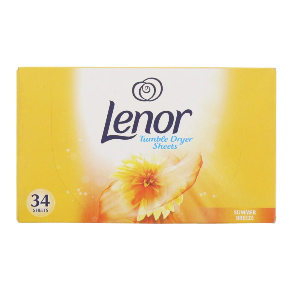 Lenor Summer Breeze Tumble Dryer Sheets, 34 Sheets, Uplifting Outdoor Freshness