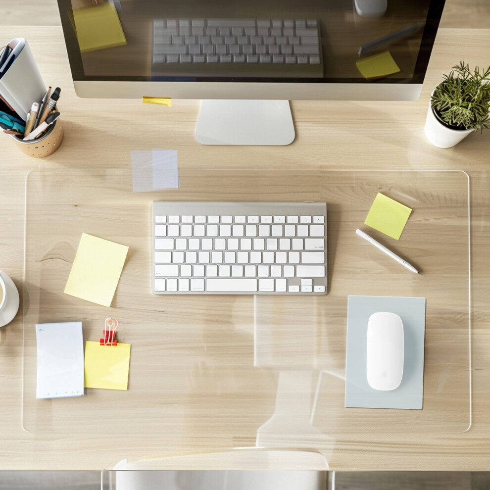 Nicoman (Pvc-Glass-2Mm-100X50-Clear) Pvc Desk Mat Clear Table Protector Cover