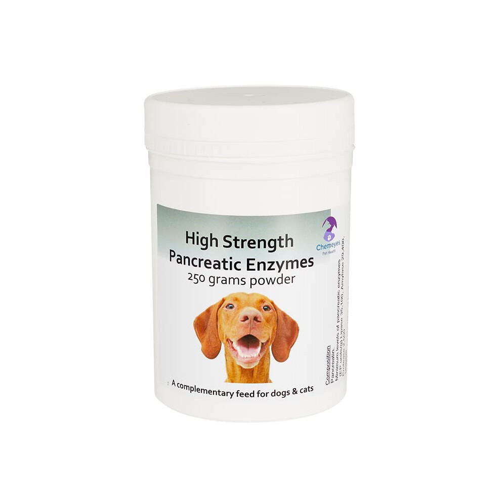 Chemeyes Pet Health Solutions High Strength Pancreatic Enzyme Powder For Dogs & Cats By Chemeyes - Digestive Enzyme Supplement With Amylase, Protease & Lipase - Pancreatin Supports