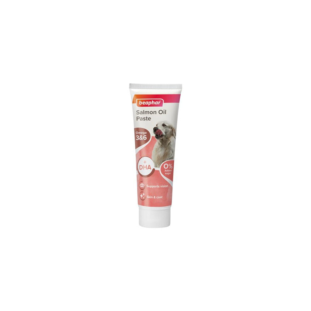 Beaphar | Salmon Oil Paste for Dogs | Promotes Glossy Coat | Supports Vision & Overall Health | Contains Omega 3 & 6 | For Dogs of All Ages | 100g