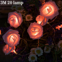(Pink) 20 LED Rose Flower Lights String Fairy Wedding Christmas Party Garden Home Decor