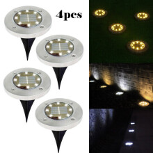 (White light) 4pc LED Solar Power Decking Lights Ground Floor Outdoor Garden Lawn Path Lamp