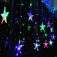 (Multicoloured) Christmas Decoration Curtain Lights String 12 Star Xmas Party Wedding Plug in