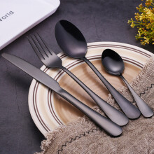 (Black) 16 pcs Stainless Steel Cutlery Sets