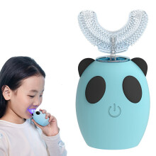 (Blue, Toddler Style 40*38*12mm) U Shape 360 Degrees Sonic Electric Toothbrush Kids Rechargeable Children Toddler Teeth Care Waterproof Automatic Toot