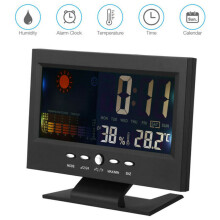 Home LED Digital Alarm Clock Calendar Thermometer Weather Color Display