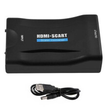HDMI To SCART Adapter Video Audio Converter USB Cable TV DVD HDTV Box