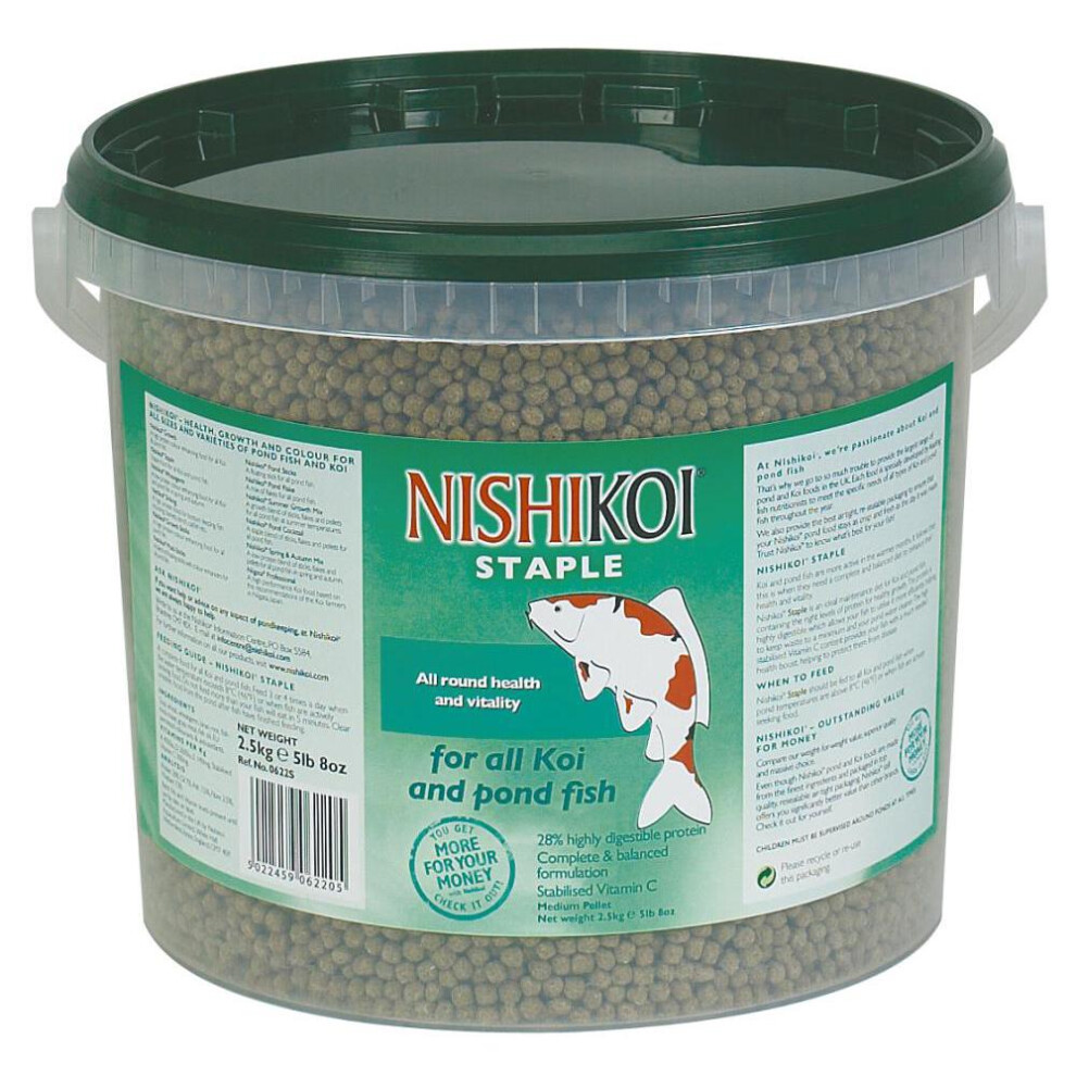 Nishikoi Staple Complete Food For Koi And Pond Fish - Medium Pellets - 2.5kg