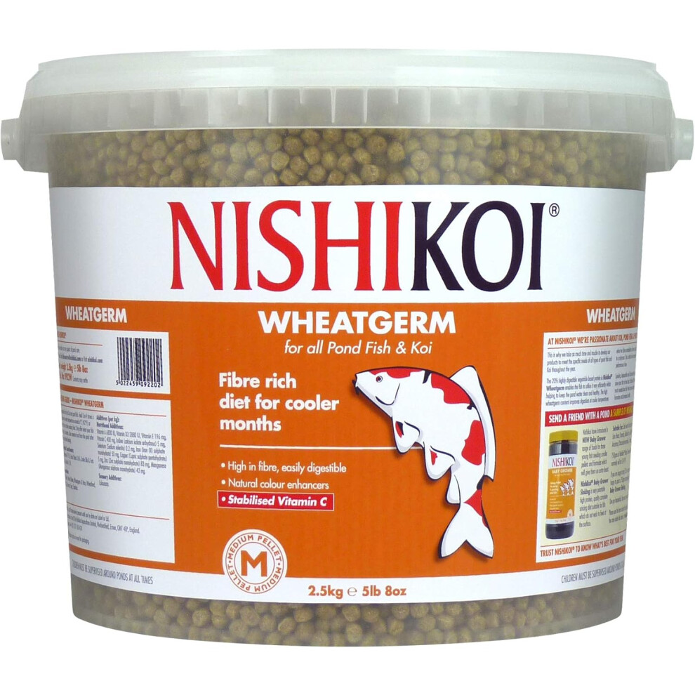 Nishikoi Wheatgerm Complete Food For Koi And Pond Fish - Medium Pellets - 2.5Kg