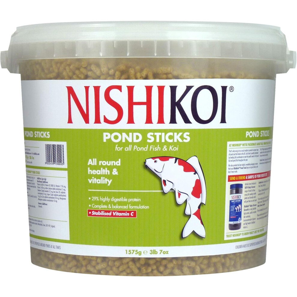 Nishikoi Pond Sticks Complete Food For Koi And Pond Fish - 1575g