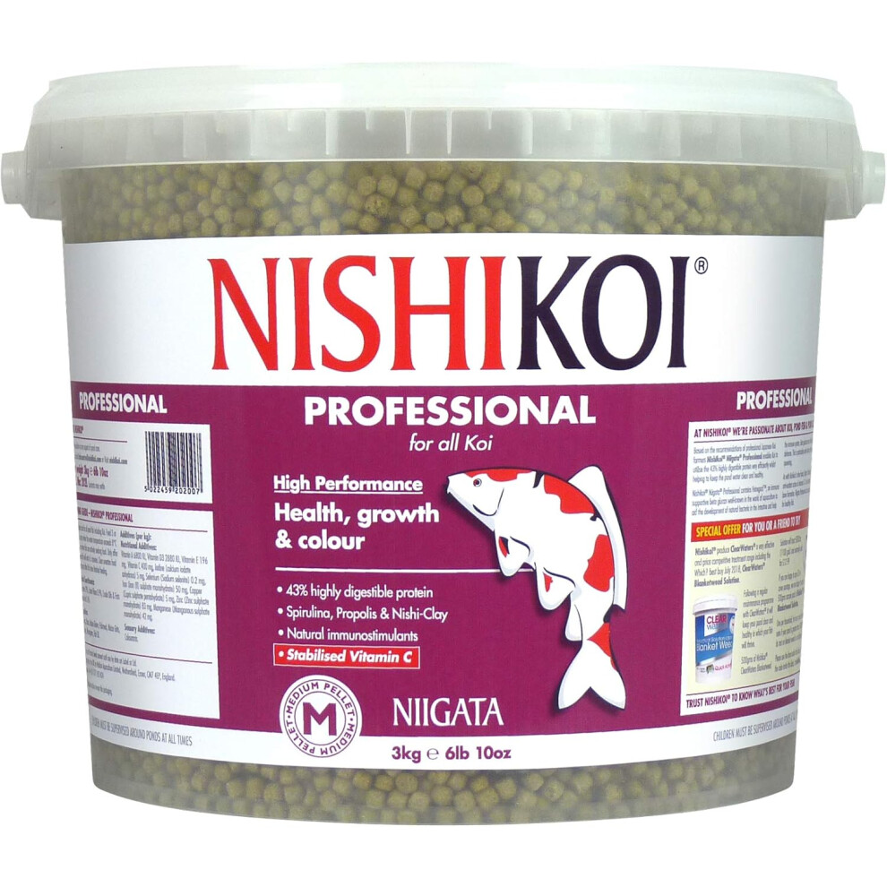 Nishikoi Niigata Professional Food for All Koi Carp Medium Pellets - 3kg