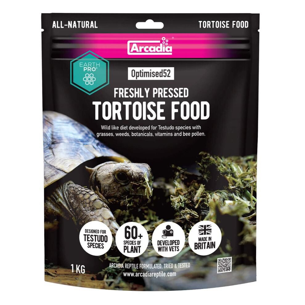 Arcadia Tortoise Food Optimised52 High Fibre Low Protein Reptile Feed Diet 1Kg
