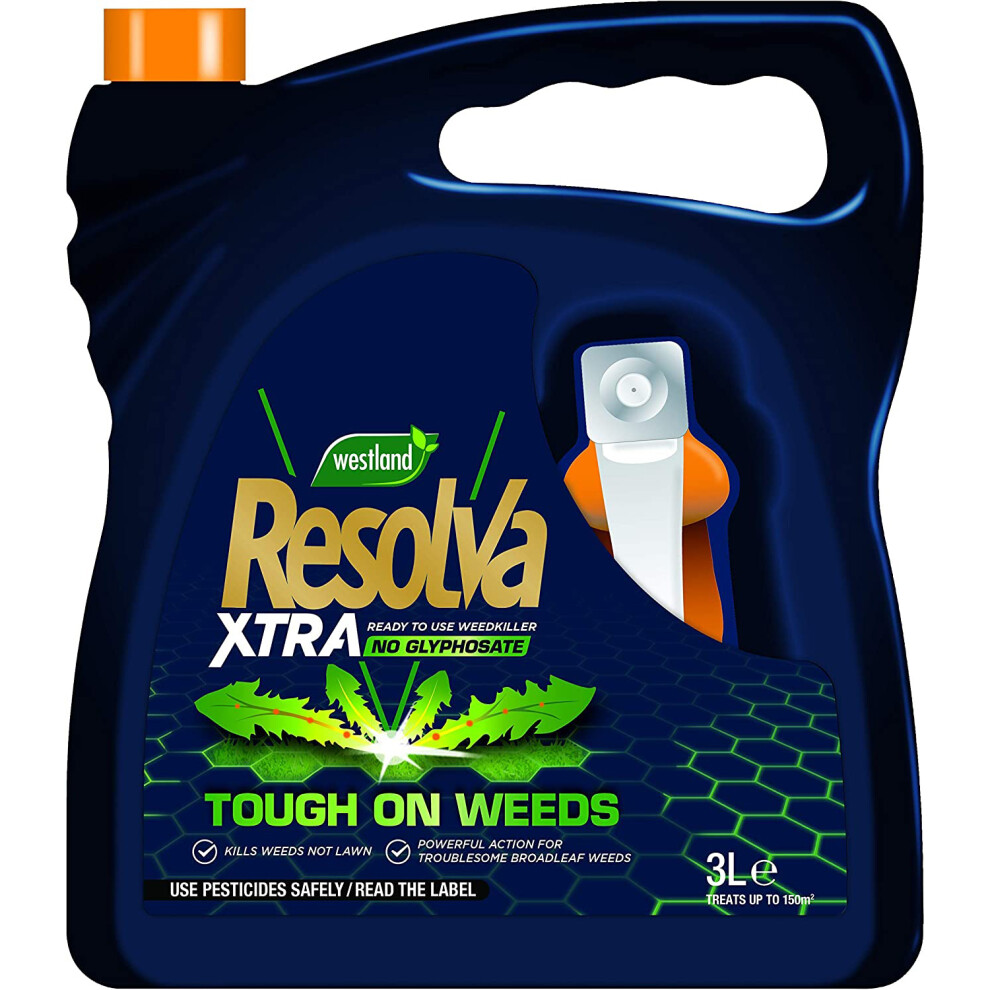 Resolva Xtra Weedkiller 3L - Glyphosate-Free, Bee-Friendly, Kills Weeds To Roots, Lawn-Safe (Bracken, Dock, Thistle, Dandelions)