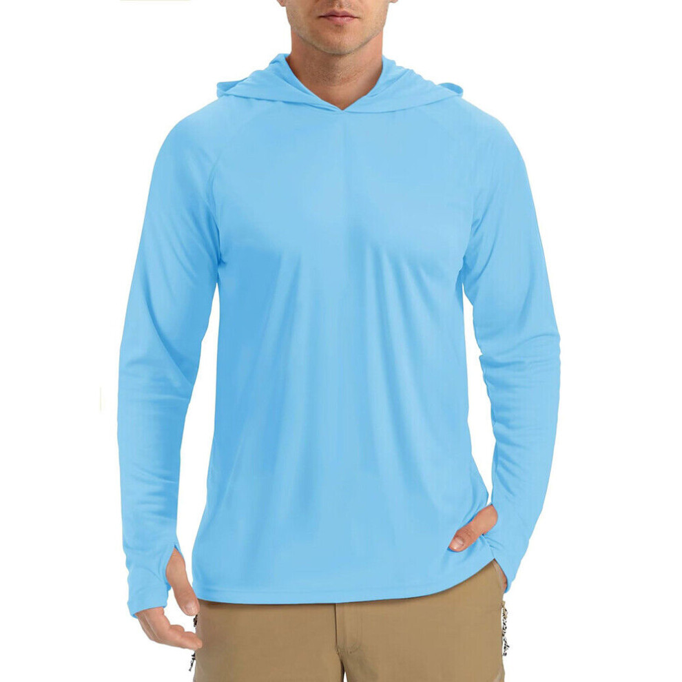 Sweat À Capuche À Manches Longues Pour Hommes Protection Solaire Contre Les /-Bleu clair-XL