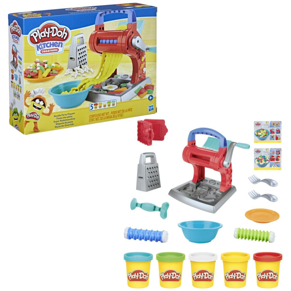 Play-Doh Kitchen Creations Noodle Party Playset For Children Aged 3 And Up With 5 Non-Toxic Colours, Multicolor, 8.1 X 27.94 X 21.59 Cm