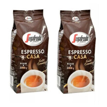 Segafredo Casa Espresso Coffee Beans – 2x1kg Pack, Rich Arabica-Robusta Blend for Creamy, Intense Espresso