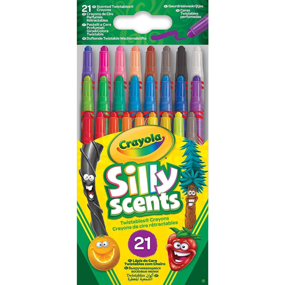 CRAYOLA Silly Scents Mini Twistable Crayons - Assorted Colours (Pack Of 21) | So Smelly, You Won't Believe Your Nose! | Ideal For Kids Aged