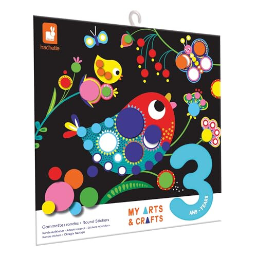 Janod Janod - My Arts & Crafts - From 3 Years - Round Stickers - 4 Boards - Children's Creative Leisure Kit - Fine Motor Skills and Concentration