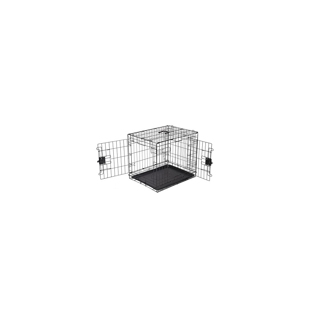 Amazon Basics Small Metal Dog Crate/Cage With Tray, Durable And Foldable Dog Cage With Double Door, Black, 61 Cm L X 46 Cm W X 51 Cm H