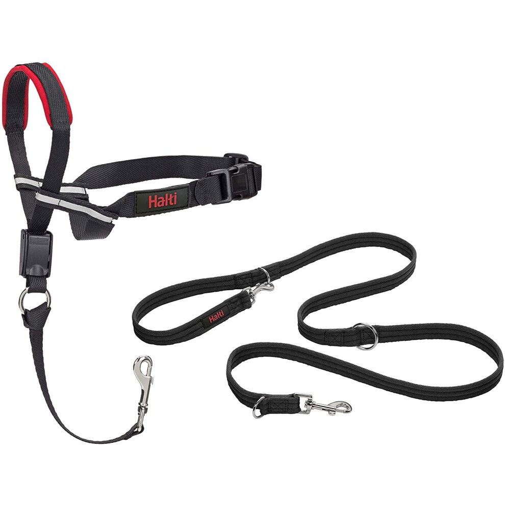 Photos - Dog Clothing HALTI Optifit Headcollar Size Large & HALTI Training Leash Size Large, Black Combination Pack - Stop Your Dog Pulling on the