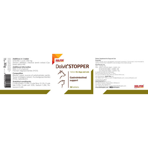 Dolvit Stopper 30 tablets Gastrointestinal Support for Cats Dogs 2