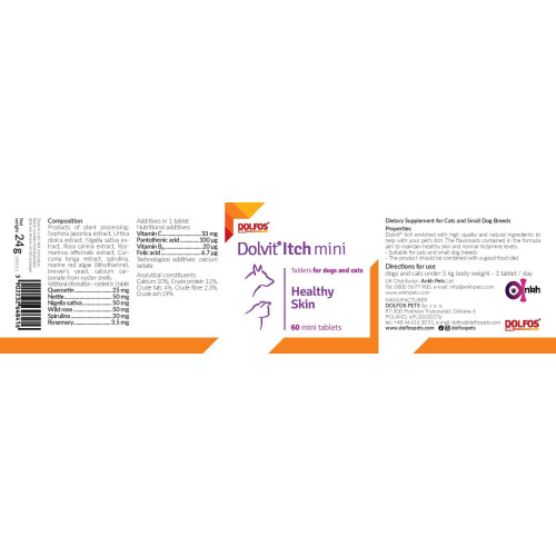 Dolvit Itch mini 60 tablets for Cats and Small Dog Breeds 2