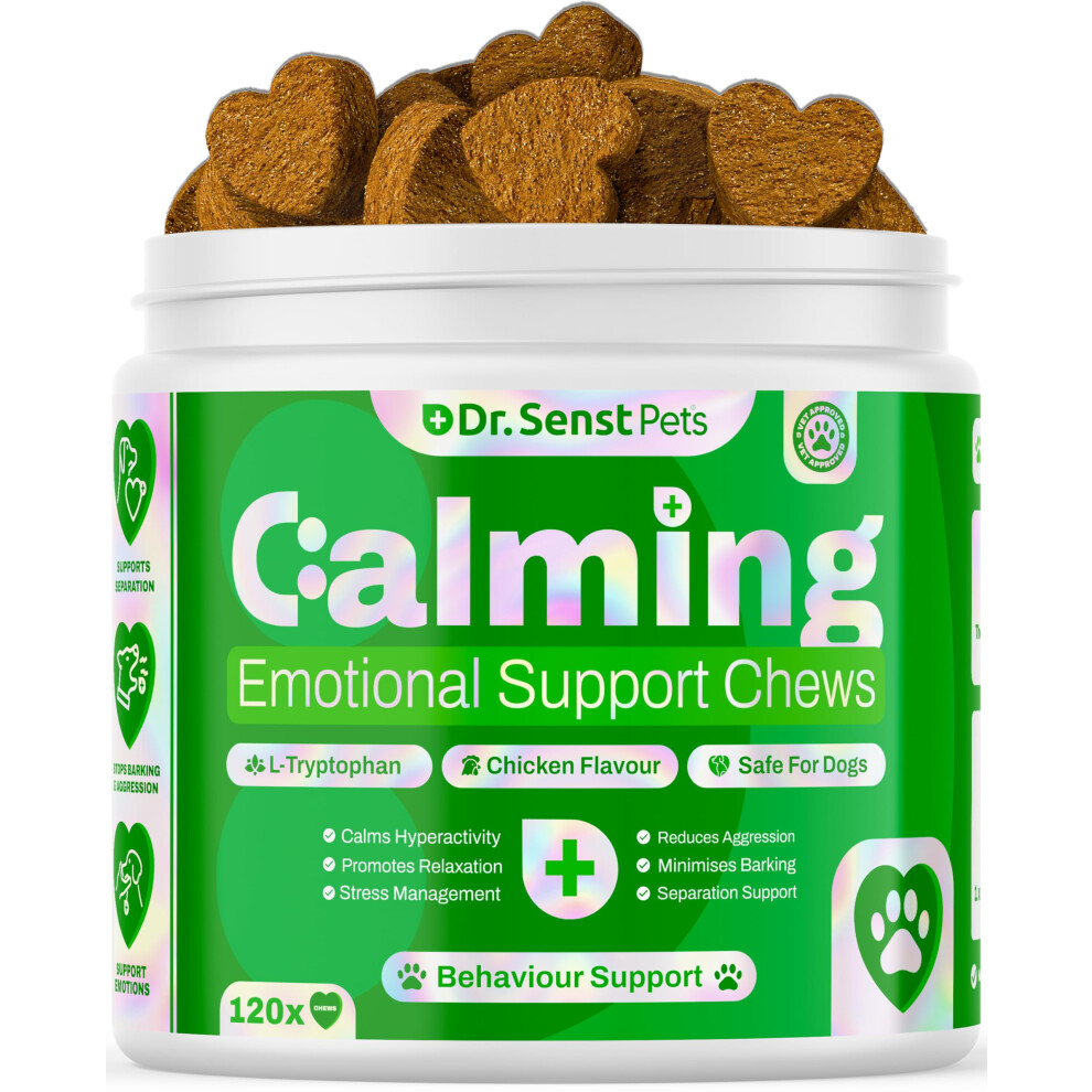 Dr. Senst Dog Calming Tablets That Work | Vet Approved Dog Anxiety Relief | 120x Calming Dog Treats | Calming Tablets For Dogs | Dog Calming Treats |