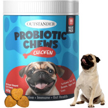 OUTSTANDER Dog Probiotic Treats, 180 Chews, Digestive Support, Immune Boost, 6 Billion CFUs, Enzymes for Gut Health, Helps with Diarrhea, Natural