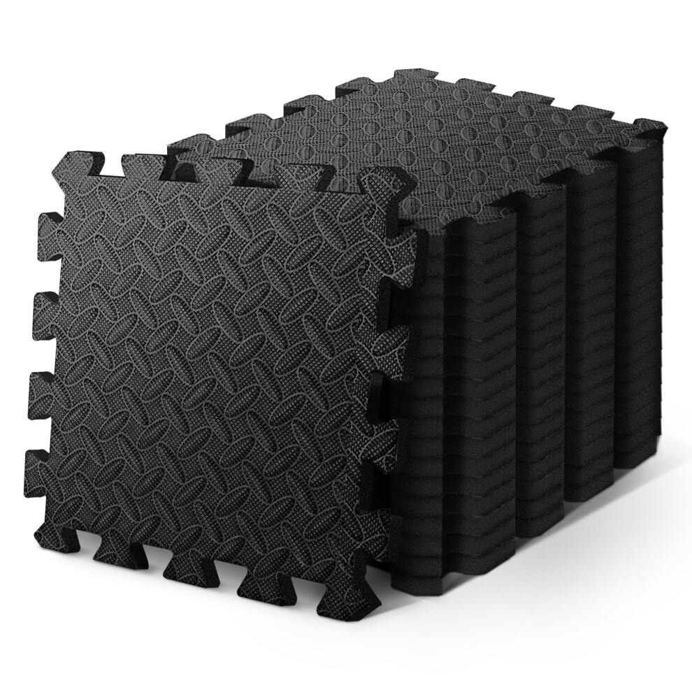 (black, 12) KAYMAN Gym Floor Nonslip Mats, Interlocking, EVA Foam Exercise Floor Tiles for Home Workouts, Studio, Weights, Exercise and Yoga (30 X 30cm)