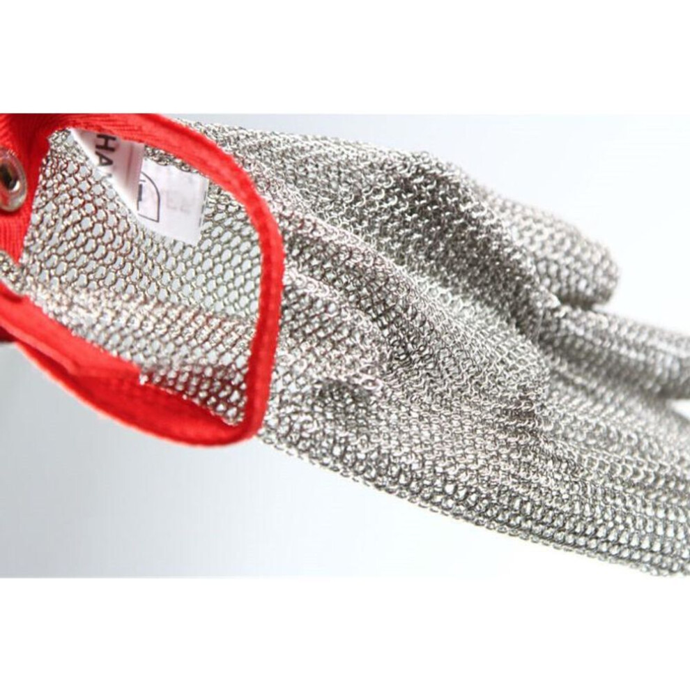 (red, XL) 1pcs Stainless Steel Gloves Cut Resistant Gloves Grade 5 Anti-cut Slaughter Hand Protect Labor Gardening Wire Metal Mesh Butcher