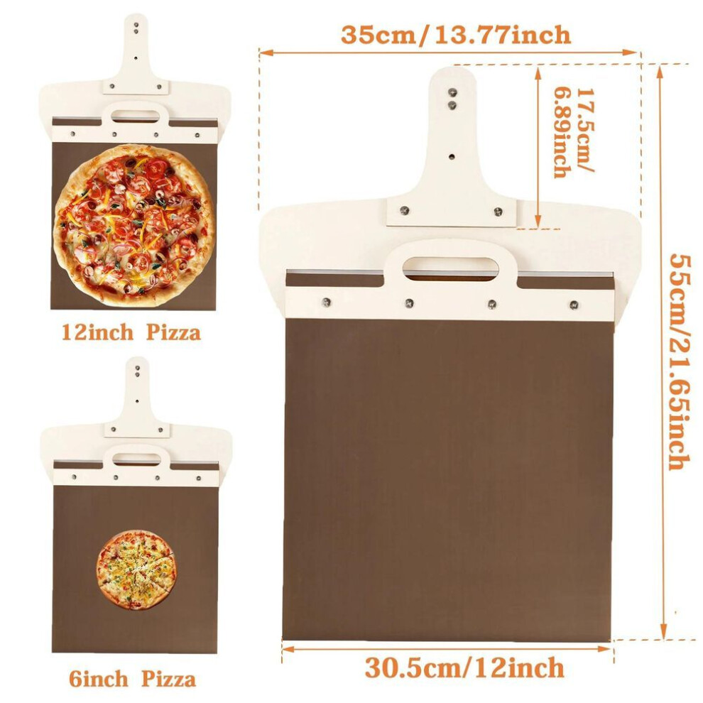 (light grey) Wikhostar Sliding Pizza Peel Shovel Removable For 12 Inch Pizza Wooden Pizza Spatula With High-temperature Resistant Tarps