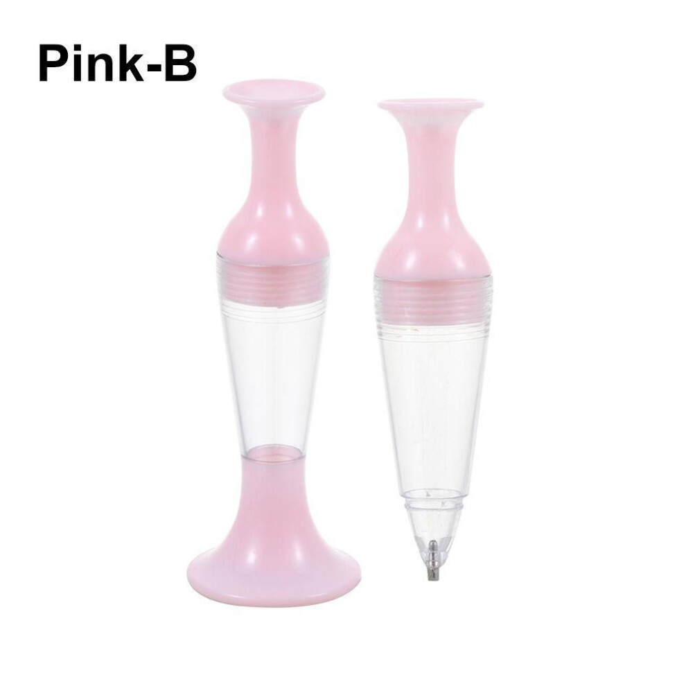 (pink, B) Pot Shape Cross Stitch Crystal Point Drill Pen Standable Diamond Painting Tool 5D Diamond Painting