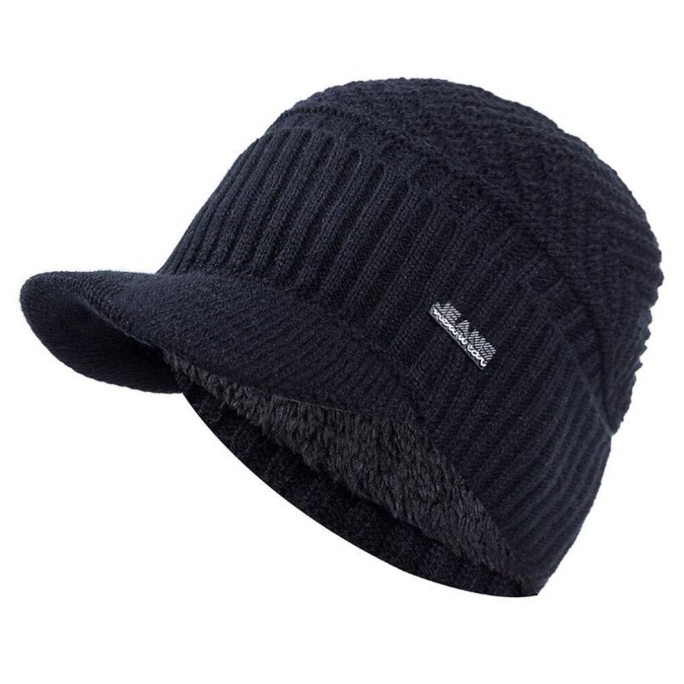 (black, Hat) Fashion Add Fur Lined Warm Winter Hats Stylish Beanie Hat For Men Women With Brim Knitted Hat Classic Arrow Design Winter Cap