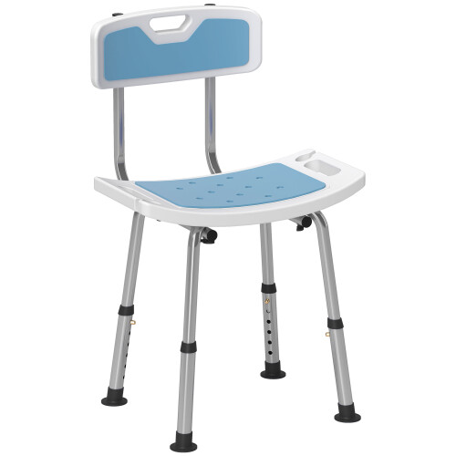Homcom HOMCOM Shower Stool for Elderly Disabled Adjustable Shower Stool Light Blue