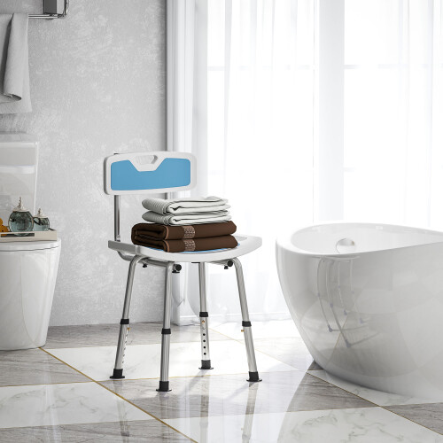 Homcom HOMCOM Shower Stool for Elderly Disabled Adjustable Shower Stool Light Blue 1