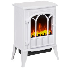 HOMCOM Electric Stove Heater with Realistic LED Flame, 1000W/2000W, Independent Flame & Heat, Overheat Protection, White (820-127V70WT)