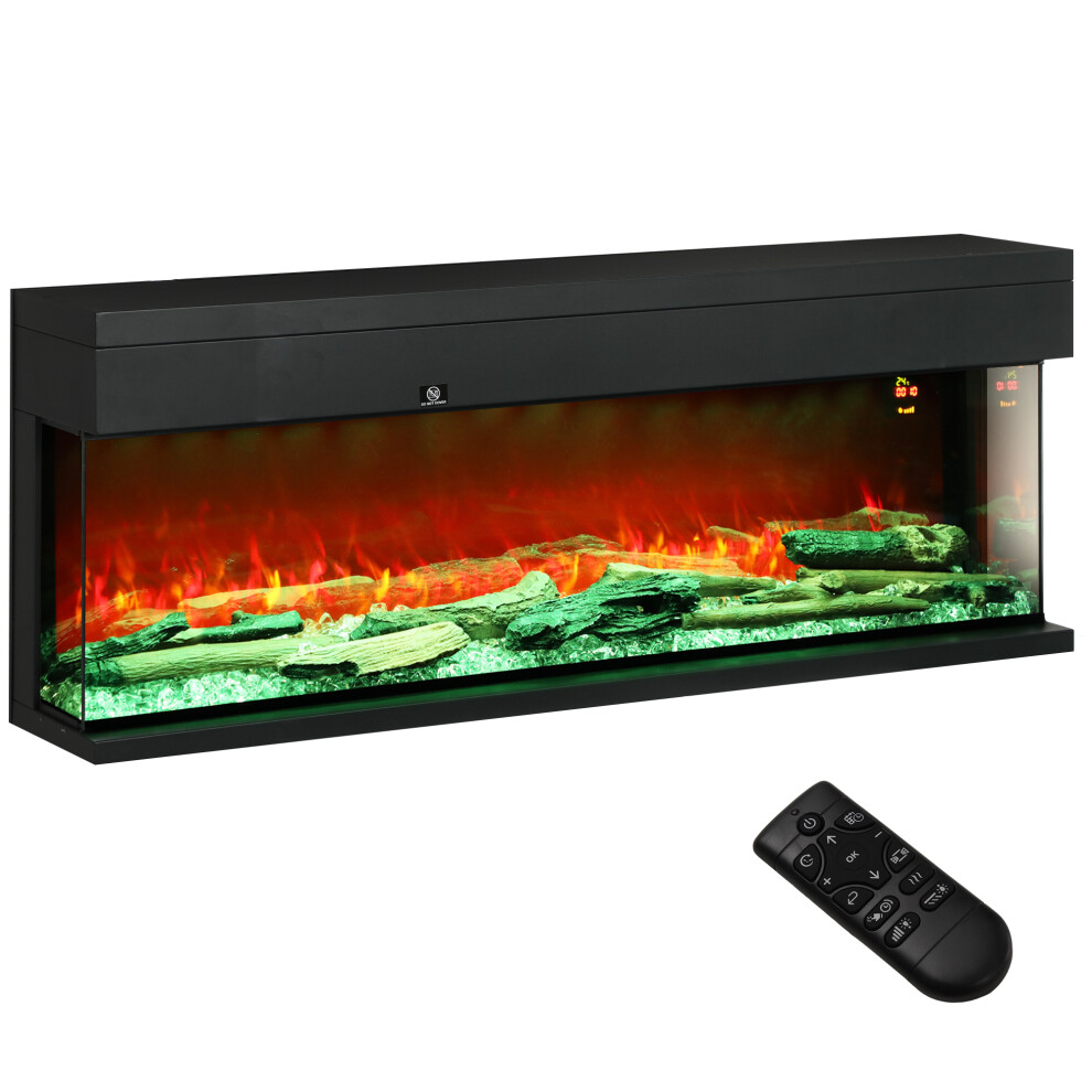 HOMCOM 127cm Electric Fireplace Recessed, Insert, Wall Mount, Freestanding