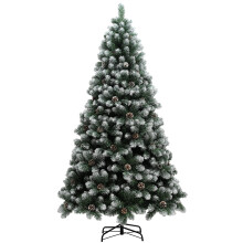 HOMCOM 7ft Artificial Pine Christmas Tree with Pinecones, Steel Base