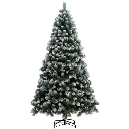 Homcom HOMCOM 7ft Artificial Pine Christmas Tree with Pinecones, Steel Base