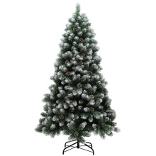 HOMCOM 6ft Artificial Pine Christmas Tree with Pinecones, Steel Base