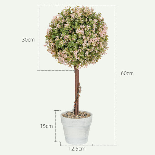 Homcom HOMCOM Set of 2 Decorative Artificial Plants, Cream White 2
