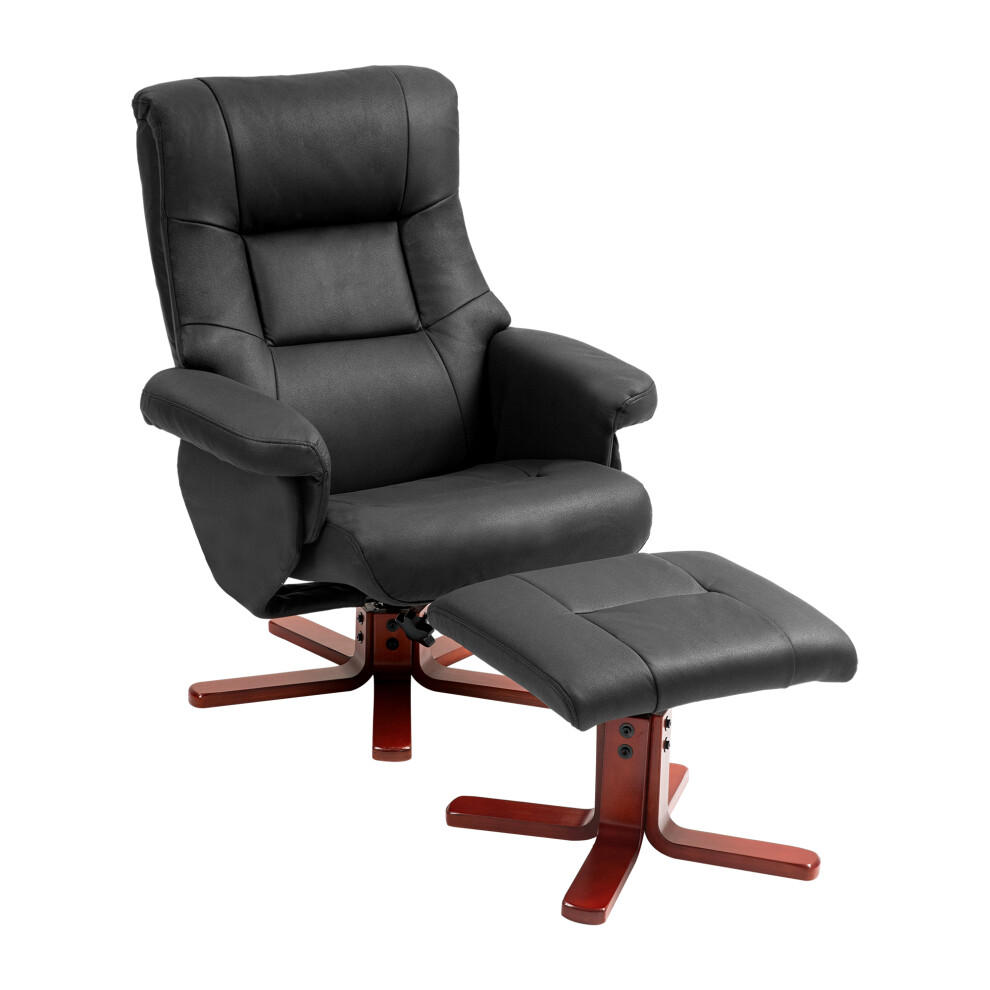 Homcom Recliner Chair With Footstool, Backrest Adjustable, Armchair, Black