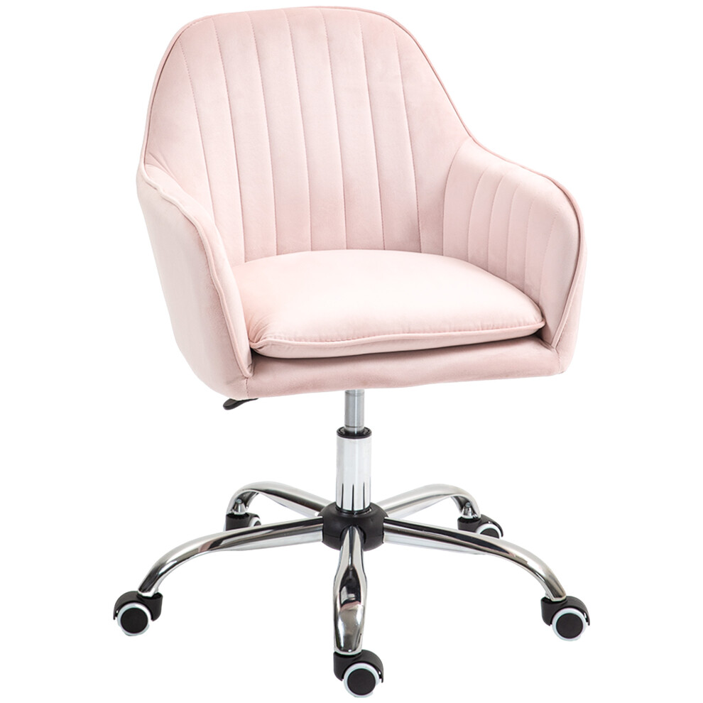 Homcom Office Chair, Swivel Desk Chair W/ Adjustable Height, Pink