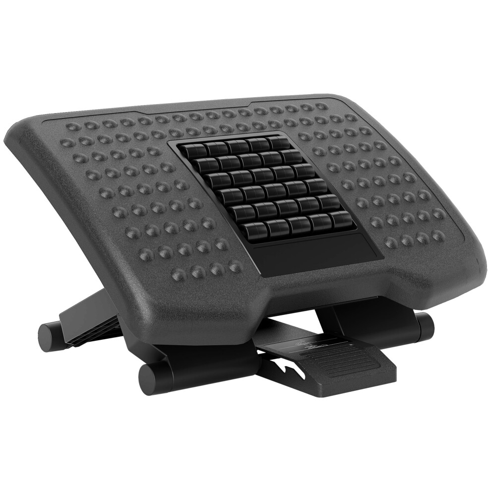 Homcom Foot Rest For Under Desk With Massage Function, Adjustable Angle And Height
