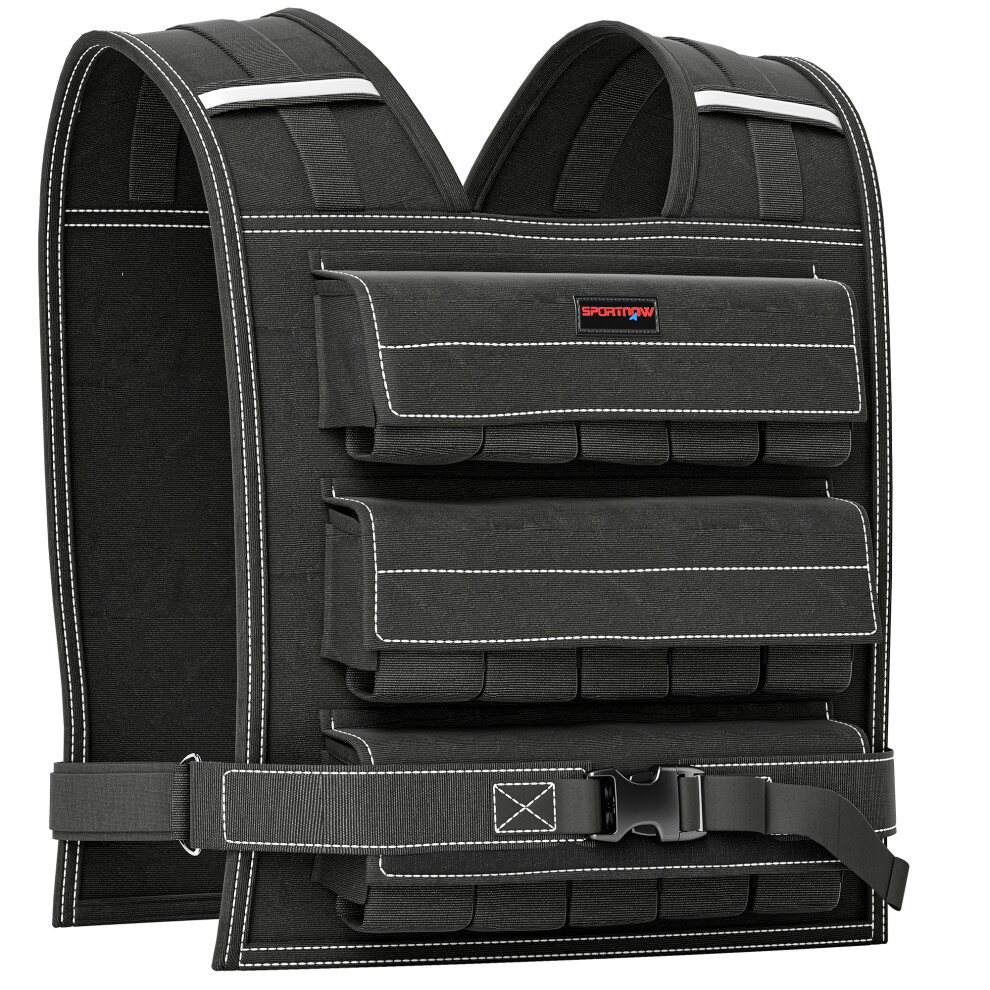 Sportnow 30Kg Adjustable Weighted Vest With 30 Metal Weights, Running Weight Vest