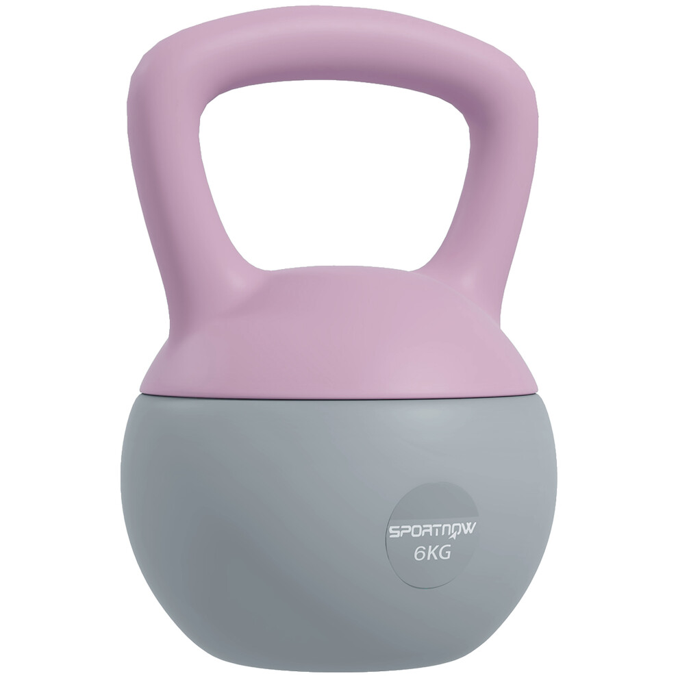 Sportnow 6Kg Kettlebell With Soft Body And Non-Slip Handle, Purple And Grey
