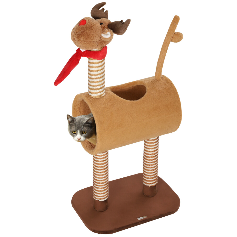 Pawhut Cat Tree, 98Cm Deer-Designed Cat Tower For Indoor Cats