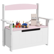 AIYAPLAY 2 in 1 Toy Box for Kids with Safety Lid for Bedroom, Nursery, Pink