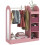AIYAPLAY Kids Clothes Rail with Storage Shelf, Boxes, Mirror, Pink 1