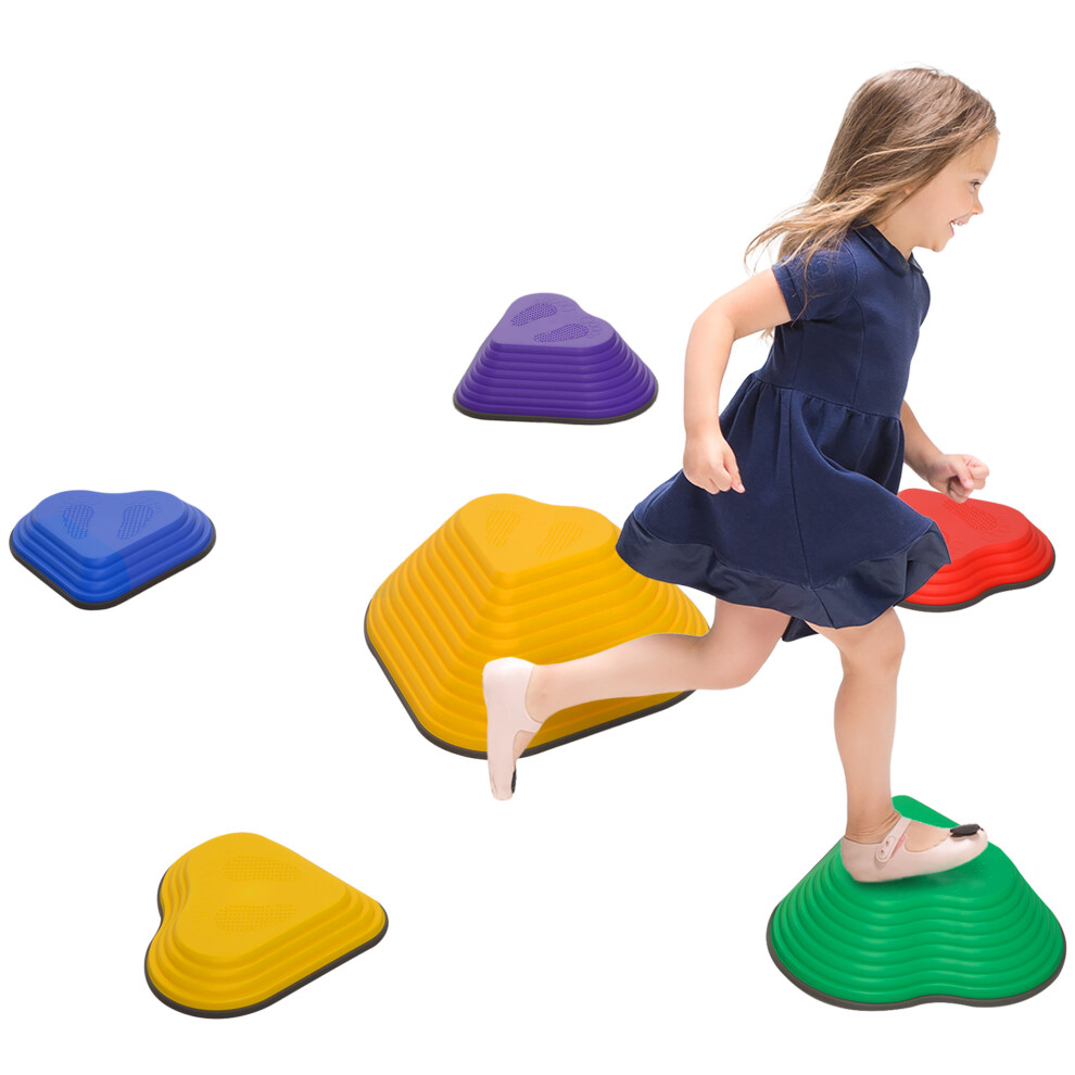 Aiyaplay 6-Piece Kids Stepping Stones, Non-Slip Stackable River Stones